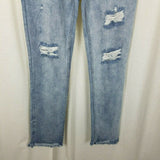 Dance & Marvel Distressed Fringe Raw Edge Blue Jeans Womens L Denim Destroyed