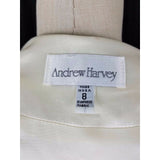 Vintage Andrew Harvey Collarless Floral Brocade Blazer Jacket Womens 8 USA Ivory