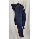 Hollister Hooded Full Zip Up Cotton Canvas Lightweight Jacket Womens M Navy Blue