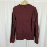 Vintage Eddie Bauer Ribbed 1/4 Button Up Knit Sweater Mens L Henley Dark Maroon