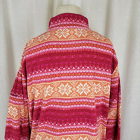 LL Bean Fleece 1/4 Zip Up Nordic Snowflake Lightweight Shirt Jacket Womens L XL