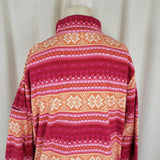 LL Bean Fleece 1/4 Zip Up Nordic Snowflake Lightweight Shirt Jacket Womens L XL