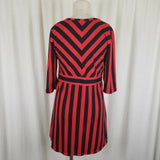 Mod Vintage 60s Twiggy Space Age Fit & Flare Twirl Mini Dress Striped Womens M L