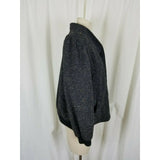 Vintage Saril Black Wool Speckled Short Peacoat Bomber Jacket Womens L USA Knit