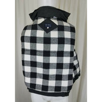 Hugo Valentino Black Buffalo Plaid Flannel Lined Puffer Zip Up Vest Mens L Hood