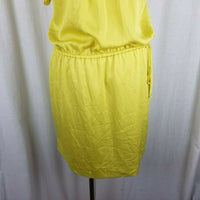 Banana Republic Chartreuse Yellow Pintuck Blouson VNeck Dress Womens M 2017