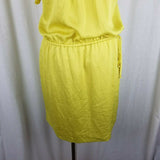 Banana Republic Chartreuse Yellow Pintuck Blouson VNeck Dress Womens M 2017