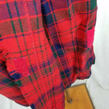 Red Wool Tartan Scotch Plaid Pleated Buckle Wrap Kilt Skirt Womens S Vintage Mid