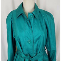London Fog Towne Shiny Shimmer Belted Sash Long Trench Coat Womens 6P Cape Top