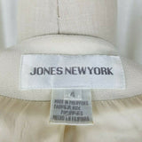 Jones New York Fabric Covered Buttons Up Collarless Long Jacket Blazer Womens 4