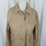 Vintage Valerie Stevens Midi Trench Coat Womens M Tan Khaki Camel Peacoat Cotton