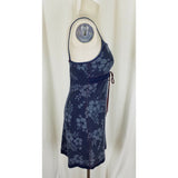 Floral Flowers Denim Blue Jean Wiggle Bodycon Summer Sundress Dress Womens sz S