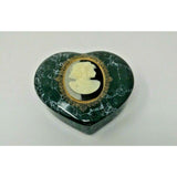 Cameo Heart Trinket Box by Mount Clemens Pottery Emerald Green Made In Japan