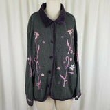 Mix Nouveau Knit Long Cardigan Sweater Coat Womens 20W Plus Coatigan Velvet Trim