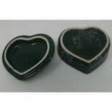 Cameo Heart Trinket Box by Mount Clemens Pottery Emerald Green Made In Japan