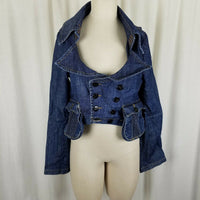 Speedway Luxury Designer Cropped Denim Jean Jacket Womens L Avant Garde Artsy