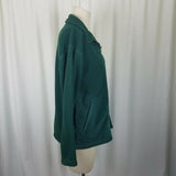 Lands End Direct Merchants Ribbed Zip Up Polartec Fleece Jacket Womens M Green