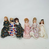 Vintage Mid Century Dolls 7 in Jester Victorian Ball Gowns Lot of 6 Sleepy Eyes