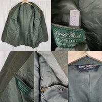 David Wood Worsted Wool Tweed Green Plaid Sport Coat Blazer Jacket Mens 44