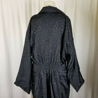 Climate Zone Black Nylon Sheen Speckled Belted Tie Spy Trench Coat Womens 16 80s