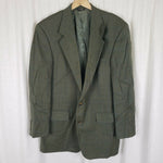 David Wood Worsted Wool Tweed Green Plaid Sport Coat Blazer Jacket Mens 44