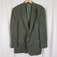 David Wood Worsted Wool Tweed Green Plaid Sport Coat Blazer Jacket Mens 44