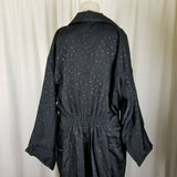 Climate Zone Black Nylon Sheen Speckled Belted Tie Spy Trench Coat Womens 16 80s