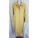 Vintage Claude Havrey Paris Long Maxi Placket Front Yellow Trench Coat Womens S