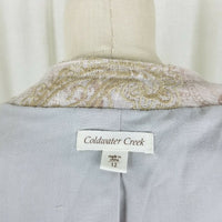 Coldwater Creek Woven Textured Embroidered Tapestry Jacket Womens 12 3/4 Sleeve