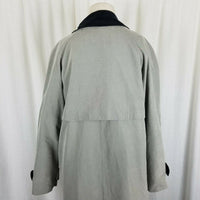 Vintage Anne Klein Velvet Collar Trim Flannel Lined Long Trench Coat Womens 4