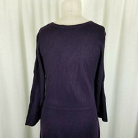 Jones New York VNeck Diagonal Cable Knit Sweater Dress Womens M Dark Purple Midi