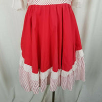 Square Dance Dress Jeri Bee Red Lace Ruffle Diamond Rockabilly Vintage Womens M