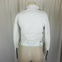 Imperial Asymmetrical Side Zip White Leather Moto Biker Jacket Womens XS Italy