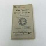 1928 Old Colony Trust Company Boston Bank Register Receipt Deposit Pass Book 5in