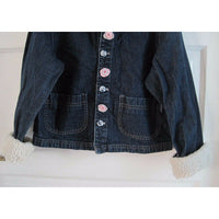 Baby Guess Faux Shearling Trim Embellished Denim Blue Jean Jacket Girls L 4 5