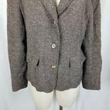 LL Bean Wool Silk Herringbone Equestrian Riding Country Jacket Blazer Womens L