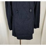 G.H. Bass Heritage Wool Double Breasted Trench Peacoat Coat Womens L Navy Blue