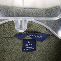 Lands End Fleece Jacket Mens L Nylon Blocking Patches Vented Armholes Army Green