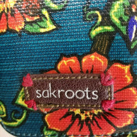 Sakroots Blue Wristlet Zippered Wallet Bifold Mini Purse FLORAL DENIM Look Strap