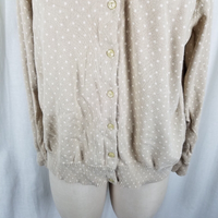 LL Bean Polka Dot Knit Sweater Womens 1X Twinset Look Button Up Cardigan Plus