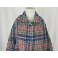 MacNaughtons Pitlochry Scotland Wool Plaid Fringed Woven Sweater Coat Womens M L