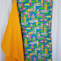 Vintage Surfing Toddler Kids Nap Wrap Mat w/ Pillow & Fleece Blanket Roll Up Bed