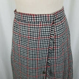 John Meyer Wool Checked Plaid Pleated Pinned Wrap Kilt Skirt Womens 10 Vintage