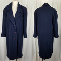 Julia Klein Petites Navy Blue Wool Long Maxi Peacoat Over Coat Womens 8P