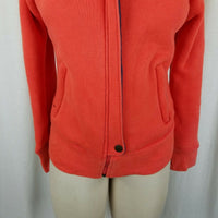 B by Burton Orange Funnel Neck Zip Up Sweatshirt Sweater Jacket Womens S Patches