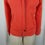 B by Burton Orange Funnel Neck Zip Up Sweatshirt Sweater Jacket Womens S Patches