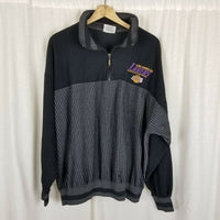 Vintage Los Angeles Lakers Lee Pullover Ribbed Henley Fleece Jacket Mens 2XL 80s