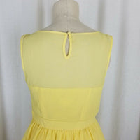 Tevolio Yellow Chiffon 50's Look Fit & Flare Swing Slip Dress Womens 2 Banded