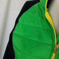 LRL Ralph Lauren Quilted Puffer Fleece Full Zip Up Jacket Womens L Green Black