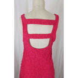 Bobeau Floral Lace Fit & Flare Summer Sun Tank Dress Womens L Stretch Hot Pink